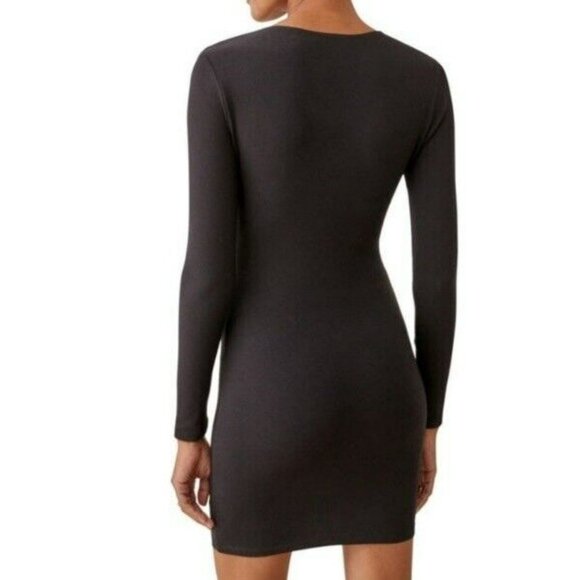Reformation NEW Cally Stretch Cotton Long Sleeve Mini Dress In Black Size XL - Picture 6 of 9